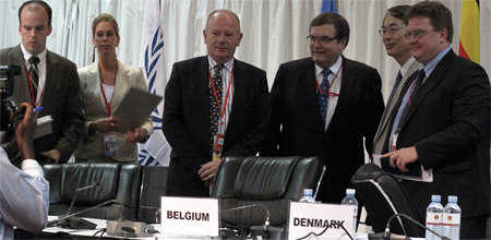 The ICC President with representatives of Belgium, Denmark and  Finland