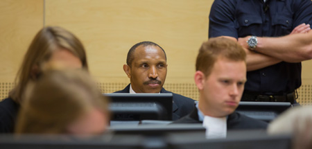 Bosco Ntaganda lors de l’ouverture de son procès devant la Chambre de première instance VI de la Cour pénale international (CPI) à La Haye, aux Pays-Bas, le 2 septembre 2015. © ICC-CPI