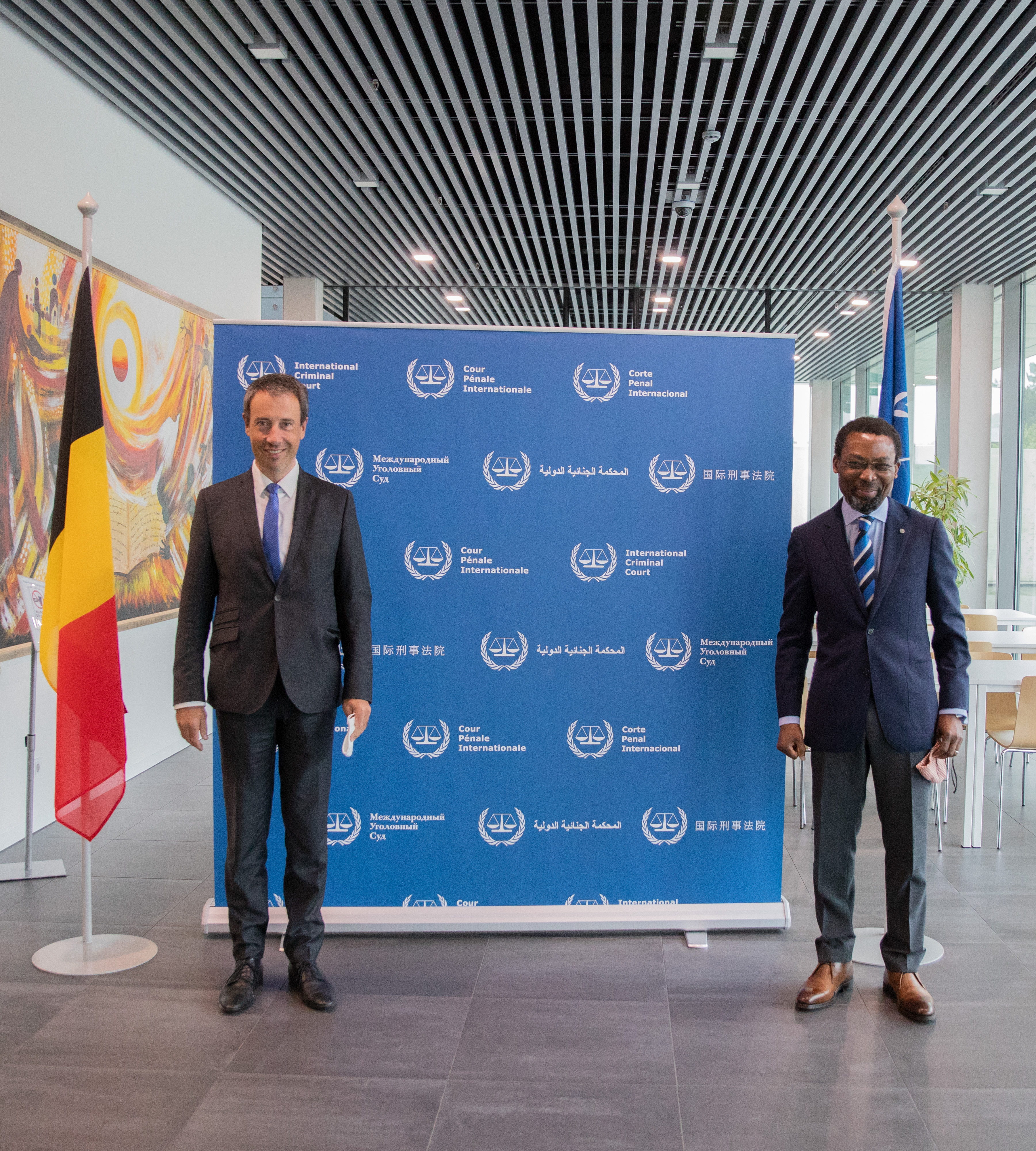HE Minister of Foreign Affairs and Defence of Belgium Philippe Goffin and ICC President Judge Chile Eboe-Osuji at the ICC ©ICC-CPI <br>