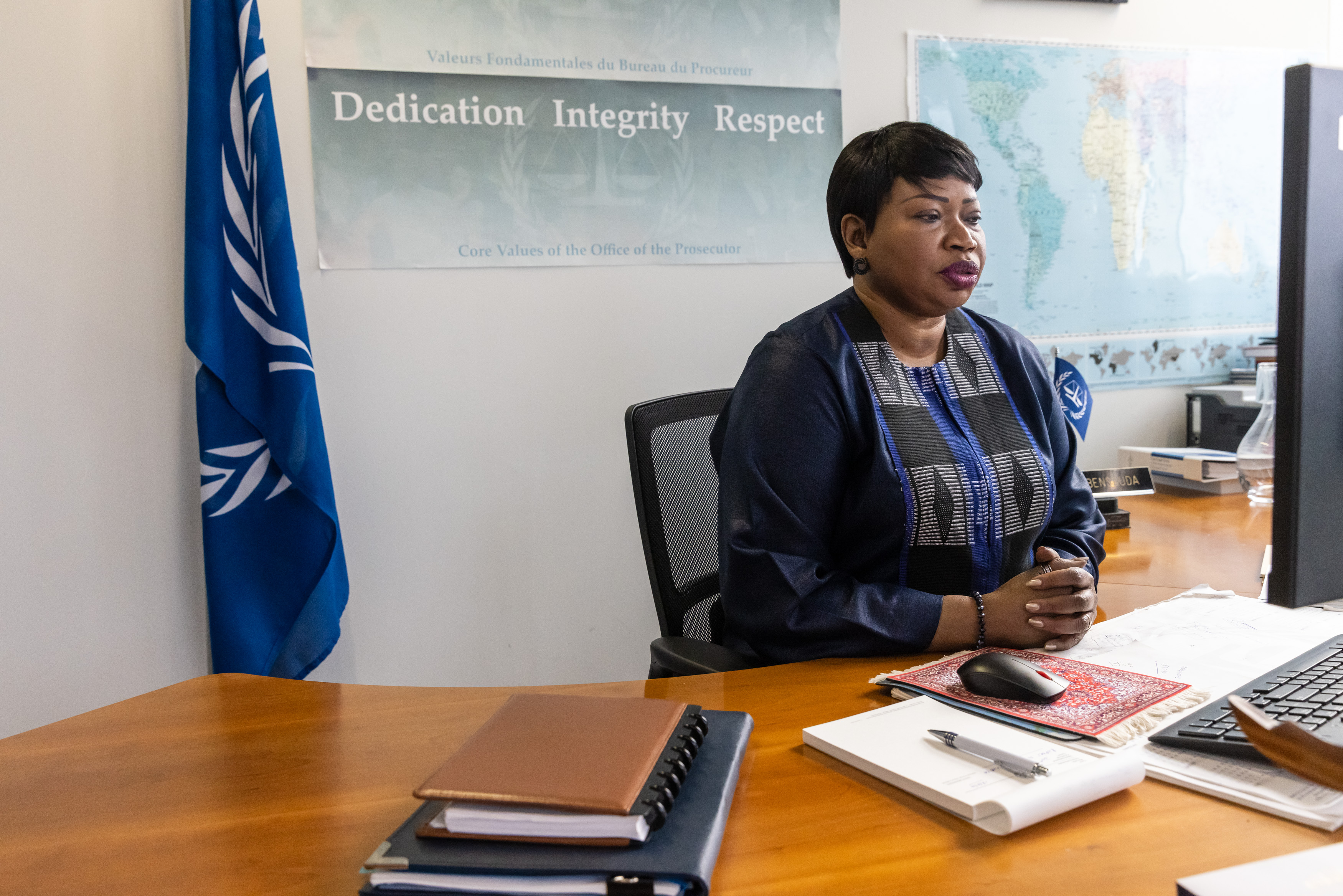 Due to COVID-19 restrictions, ICC Prosecutor, Fatou Bensouda, presents her Office’s 21th report on the Situation in Libya to the UN Security Council, remotely through VTC ©ICC-CPI