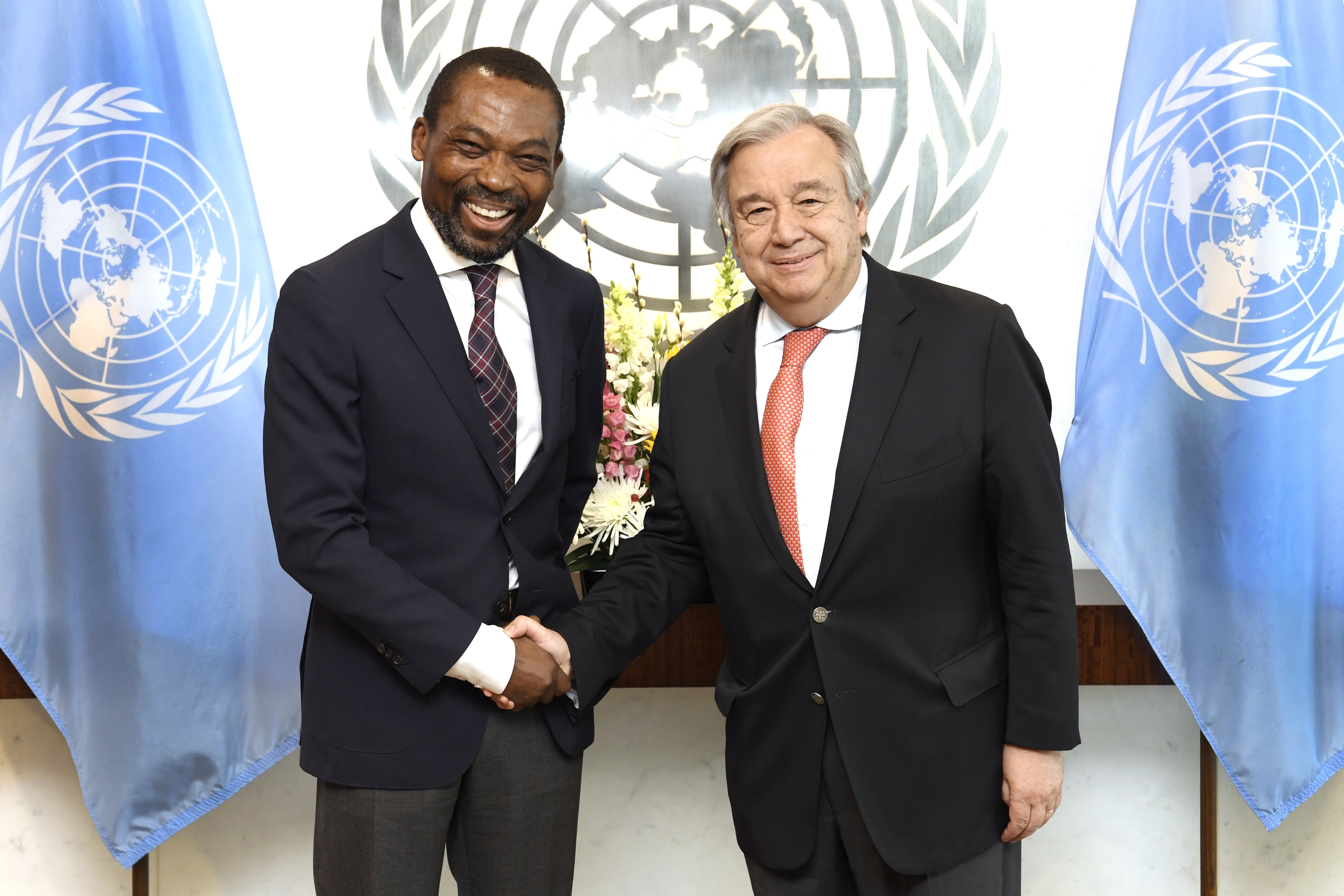 ICC President Judge Chile Eboe-Osuji meets with UN Secretary-General António Guterres, New York © UN Photo