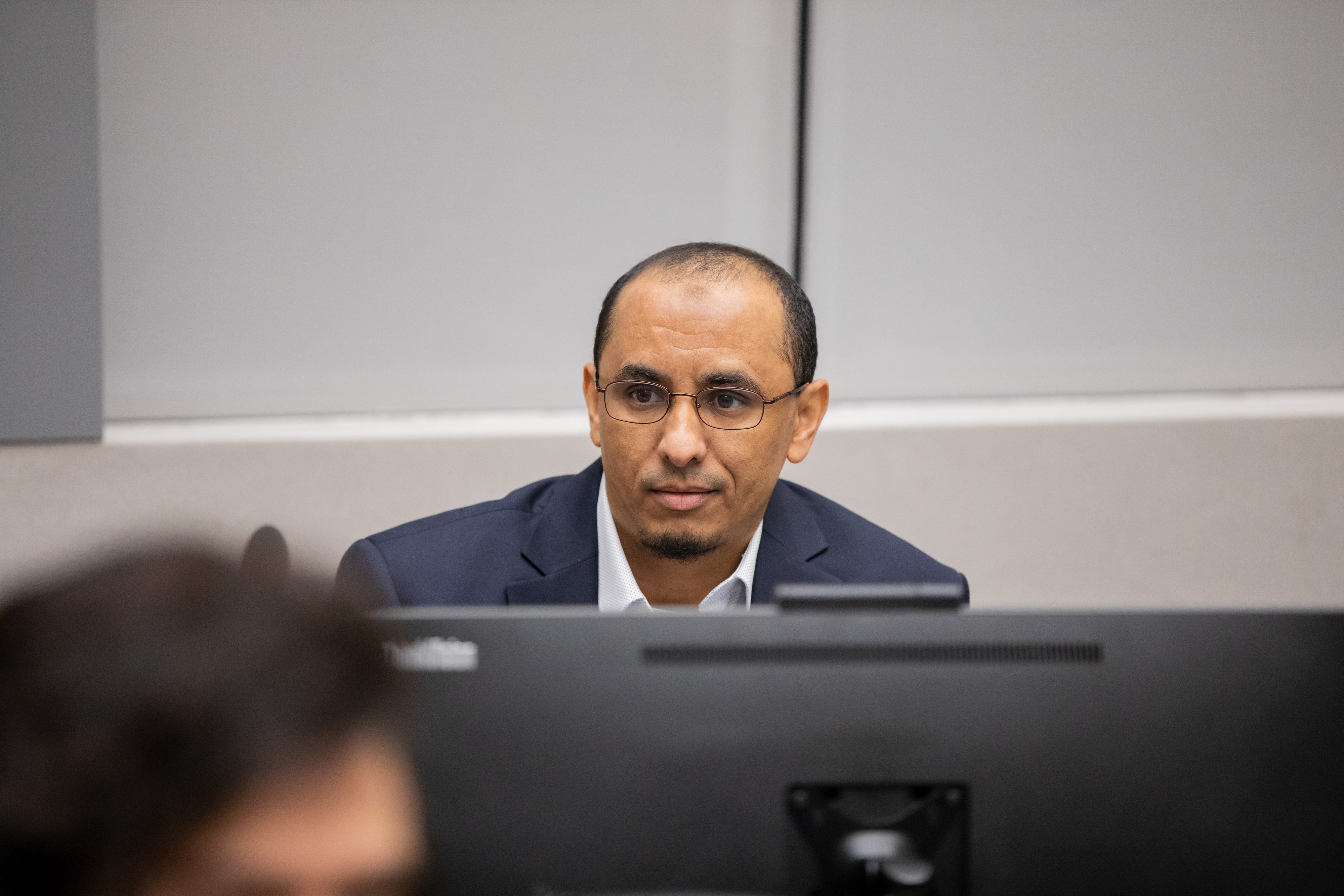 M. Al Hassan Ag Abdoul Aziz Ag Mohamed Ag Mahmoud dans la salle d'audience I de la Cour pénale internationale à La Haye (Pays-Bas) le 19 février 2020 © ICC-CPI