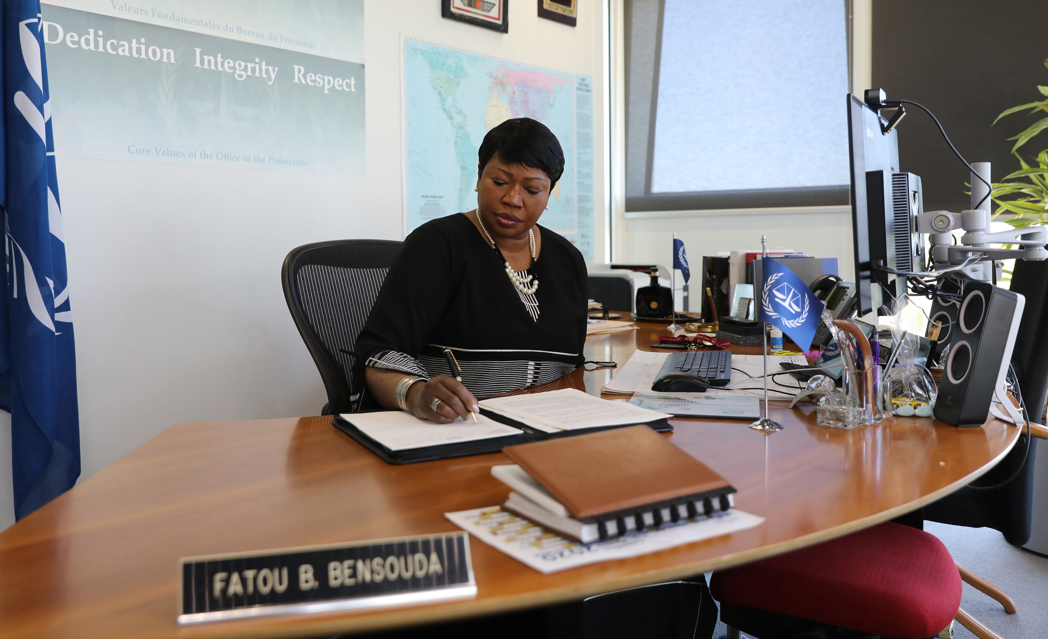 Due to COVID-19 lockdown at the UN headquarters, ICC Prosecutor, Fatou Bensouda, presents her Office’s 19th report onthe Situation in Libya remotely through VTC. ©ICC-CPI