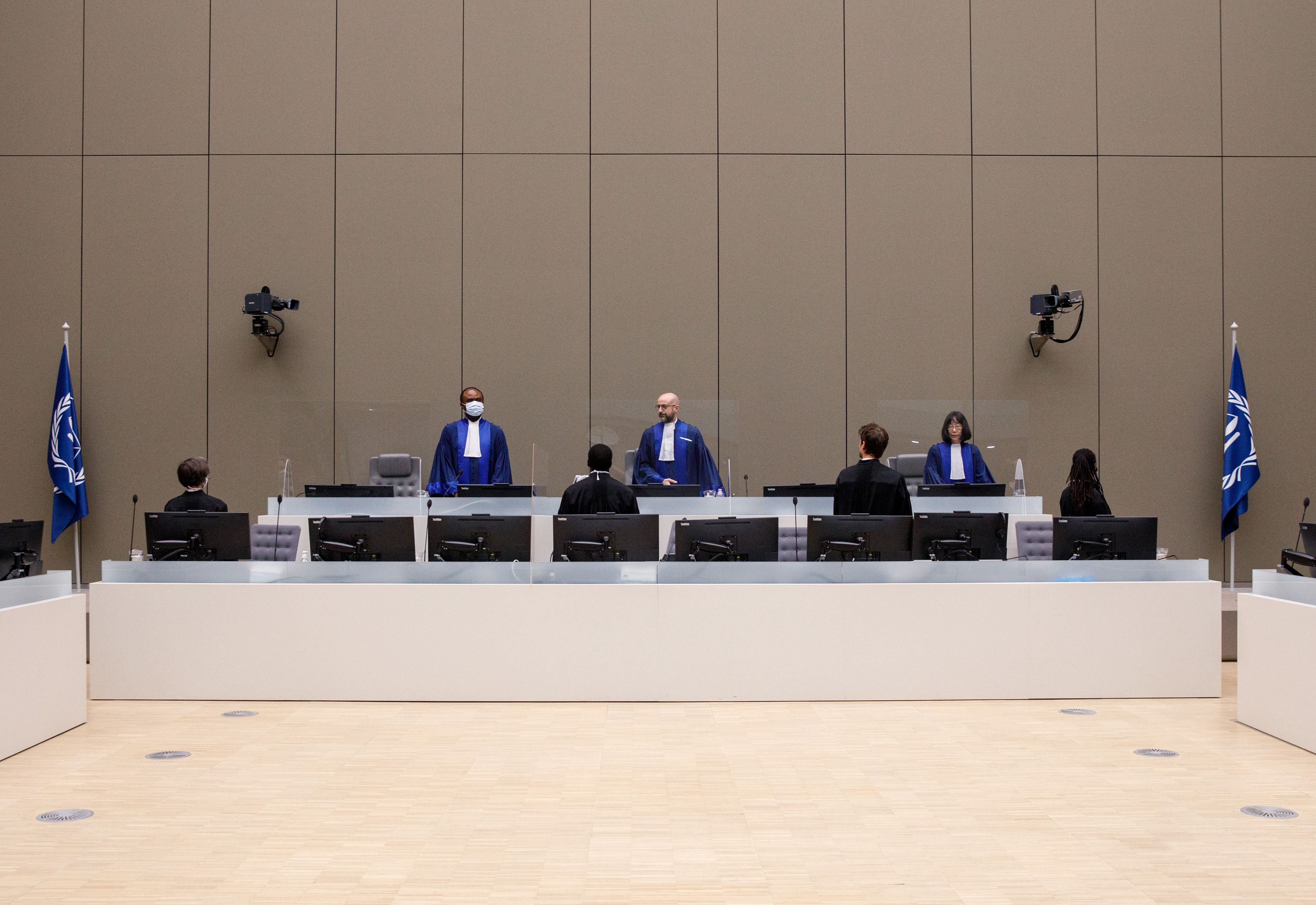 Judges of Pre-Trial Chamber II during the initial appearance of Maxime Jeoffroy Eli Mokom Gawaka on 22 March 2022 ©ICC-CPI