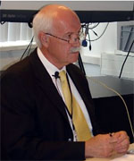 Mr. Rudolf Wyss presenting the ICC-OTP Guest Lecture at the interim seat of the Court on 19 June 2006.
