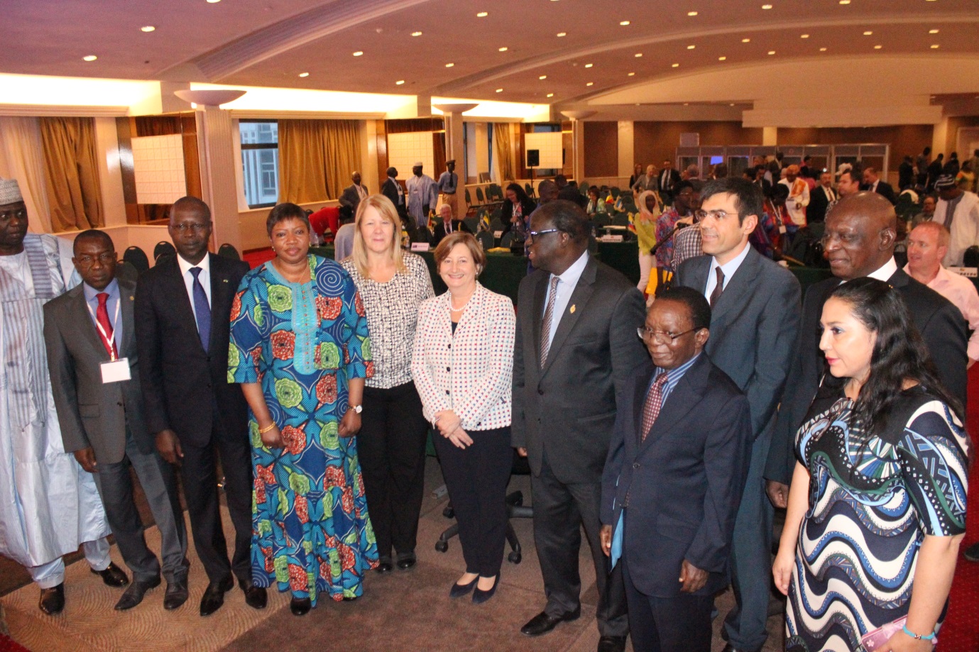 H.E. Ousseini Tinni, President of  the National Assembly of Niger; H.E. Mamadou Lamine Thiam, Member of the National Assembly of the Republic of Senegal and President of the Organising Committee;  H.E. Mohammed Dionne, Prime Minister of Senegal; Ms Fatou Bensouda, ICC Prosecutor; Ms Margarita Stolbizer, President of Parliamentarians for Global Action; Judge Silvia Fernández de Gurmendi, ICC Presi