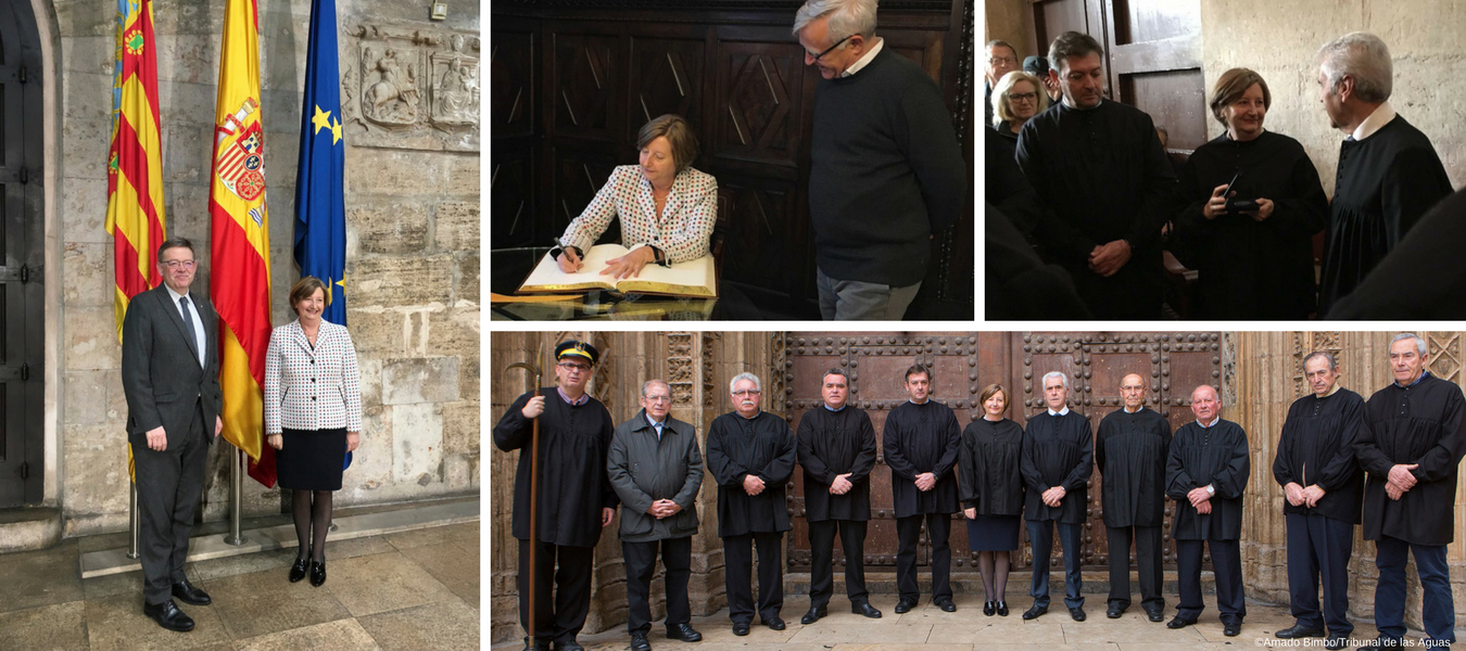 ICC President, Judge Silvia Fernández, with the President and members of the Court of Waters, the President of the Generalitat Valenciana Ximo Puig and the Mayor of Valencia, Joan Ribó