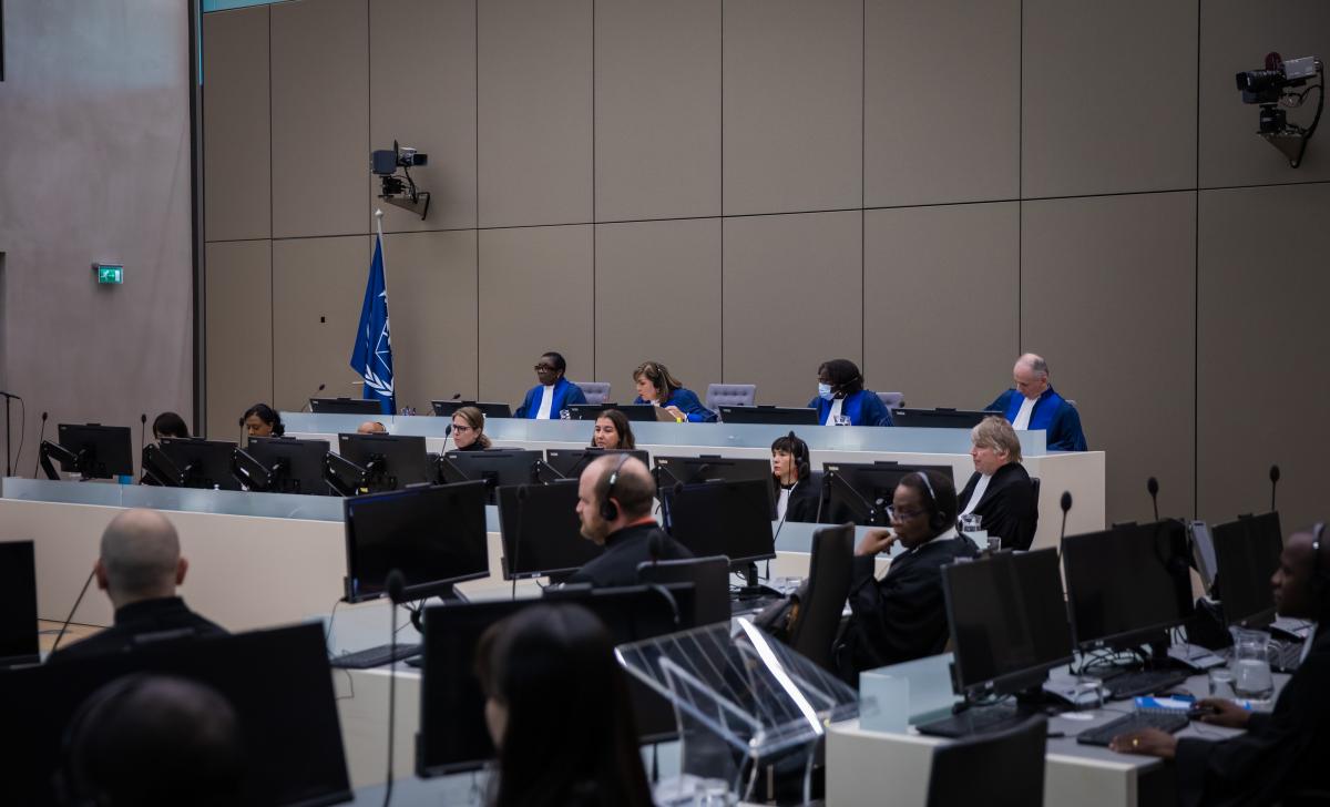 The judges of the ICC Appeals Chamber during the delivery of the appeals judgments on the conviction and sentence in the Ongwen case on 15 December 2022 ©ICC-CPI