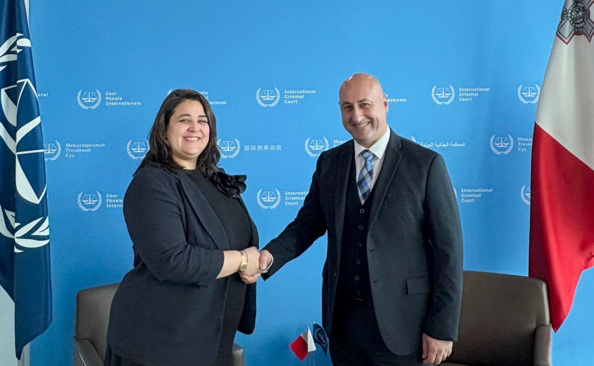 Photo: H.E. Jeffrey Curmi, Ambassador of Malta to the Kingdom of the Netherlands and Dr. Deborah Ruiz Verduzco, Executive Director of the Trust Fund for Victims at the ICC on behalf of the Board of Directors, at the ICC Headquarters in The Hague, The Netherlands, in October 2025