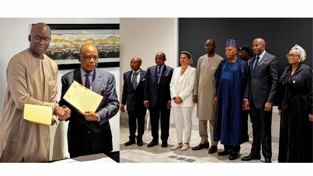The signing ceremony (left) and the High-Level Dialogue (right) on international humanitarian law attended by the Nigerian government officials, civil society organisations and other partners