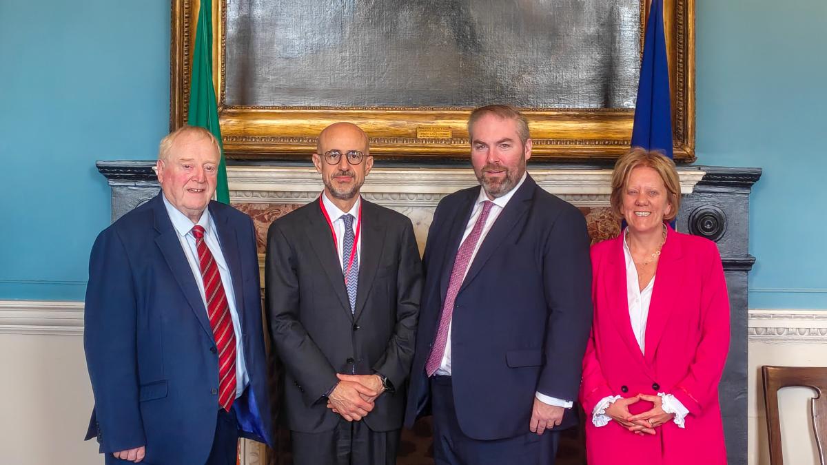 Le Premier Vice-Président de la CPI, le juge Rosario Salvatore Aitala, avec des membres de la Commission des affaires de l'Union européenne de l'Oireachtas (Parlement national irlandais) ©ICC-CPI